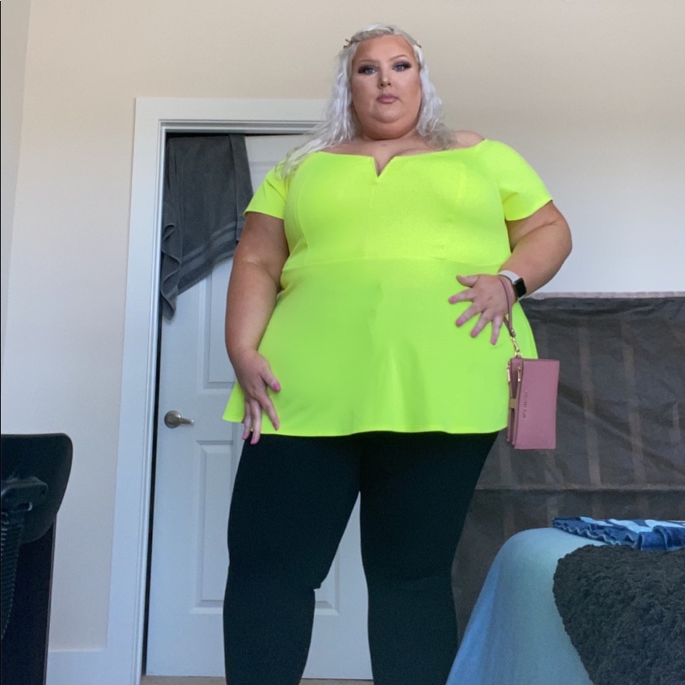 Torrid bright fluorescent off shoulder top